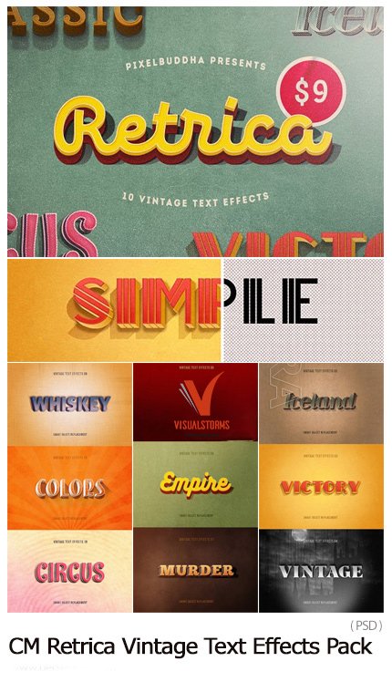 CreativeMarket Retrica Vintage Text Effects Pack