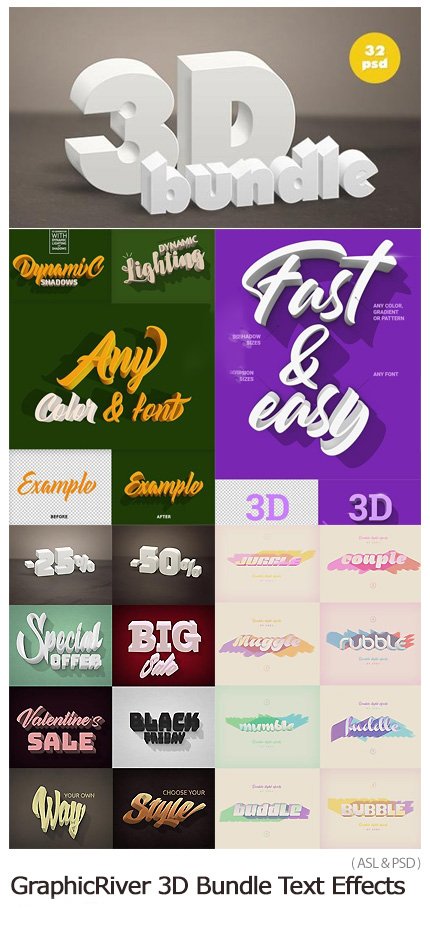 GraphicRiver 3D Bundle Text Effects