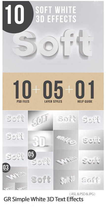 GraphicRiver Simple White 3D Text Effects