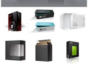product box mockup with a set of useful creative design elements