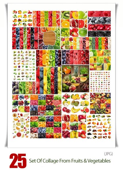 Set Of Collage From Fruits And Vegetables
