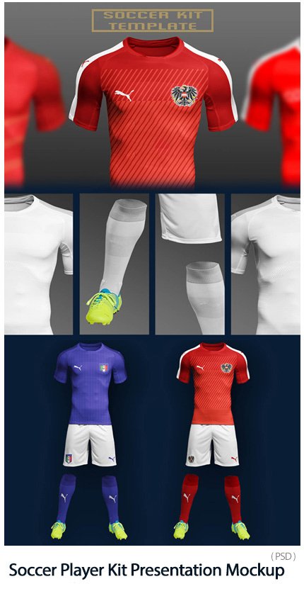 Soccer Player Kit Presentation PSD Mockup Template