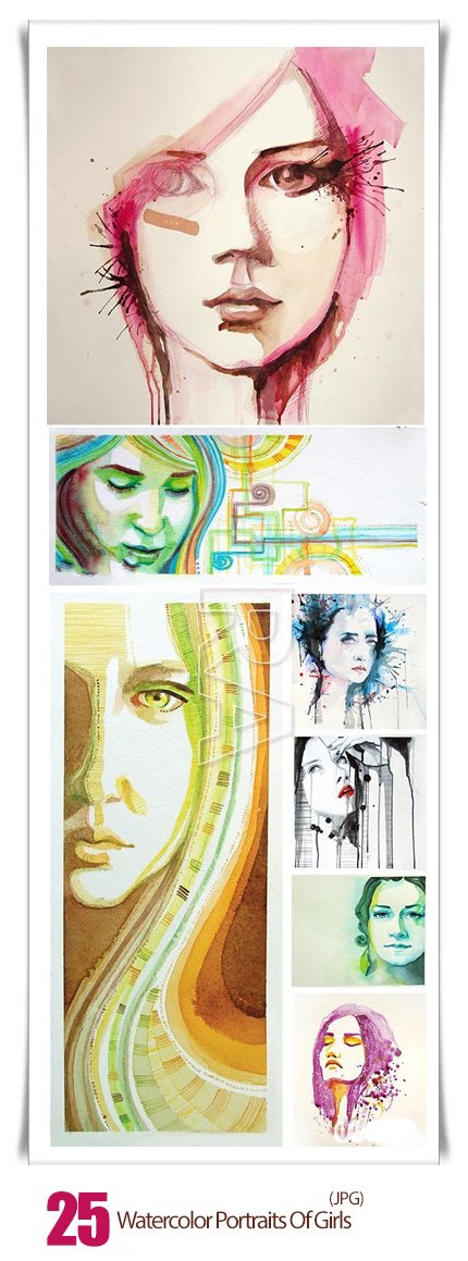 Watercolor Portraits Of Girls