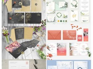 Wedding And Invitation Stationery Vector Templates Collection