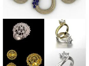 Cgtrader Flower Engagement Ring And Earring 3D Model