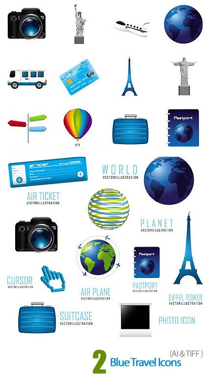 Blue Travel Icons
