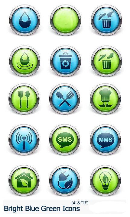 Bright Blue Green Icons