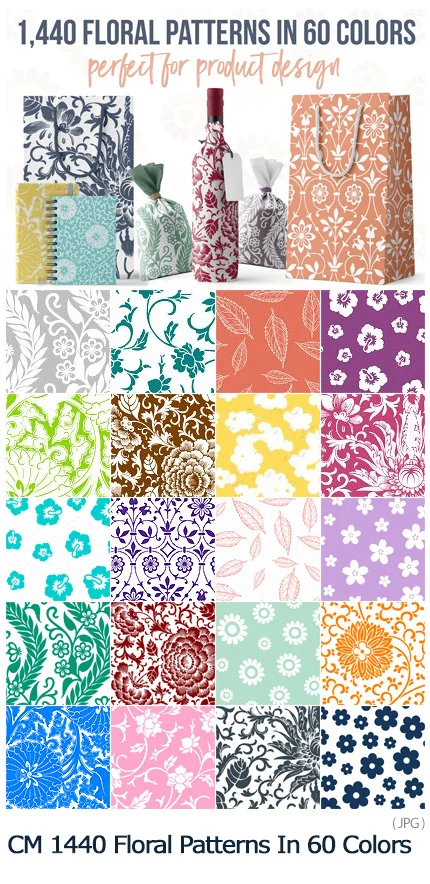 CreativeMarket 1440 Floral Patterns In 60 Colors