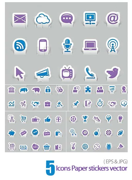 Icons Paper stickers vector 5