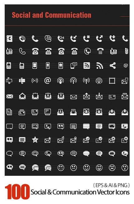 100 Social And Communication Vector Icons