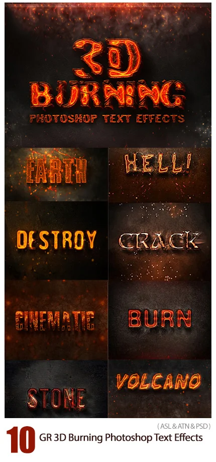 3D Burning Photoshop Text Effects