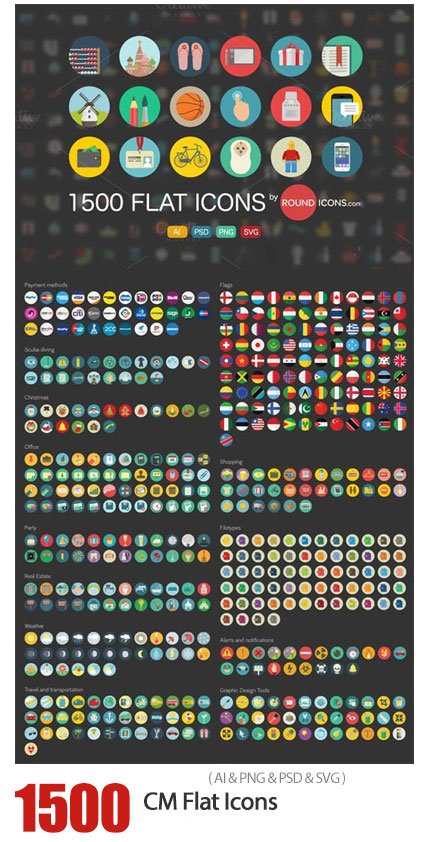 CM 1500 Flat Icons