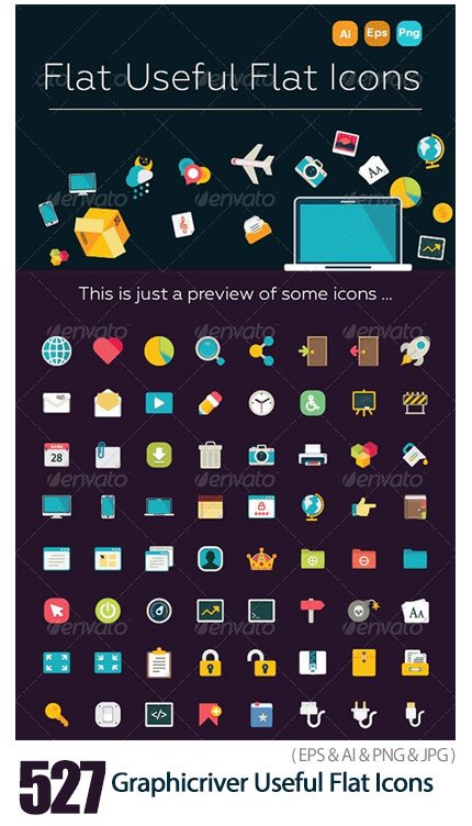 Graphicriver 527 Useful Flat Icons