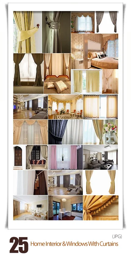Home Interior And Windows With Curtains Stock Images