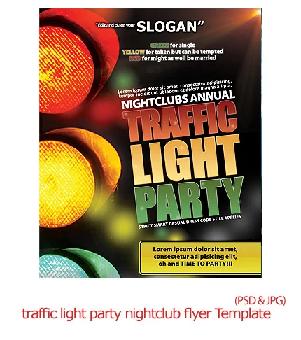 Traffic Light Party Nightclub flyer Template