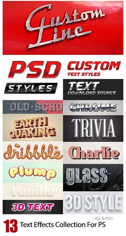 13 Text Effects Collection For Photoshop