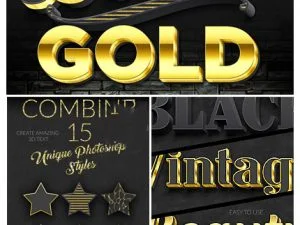 15 3D Black and Gold Text and Logo Mockup