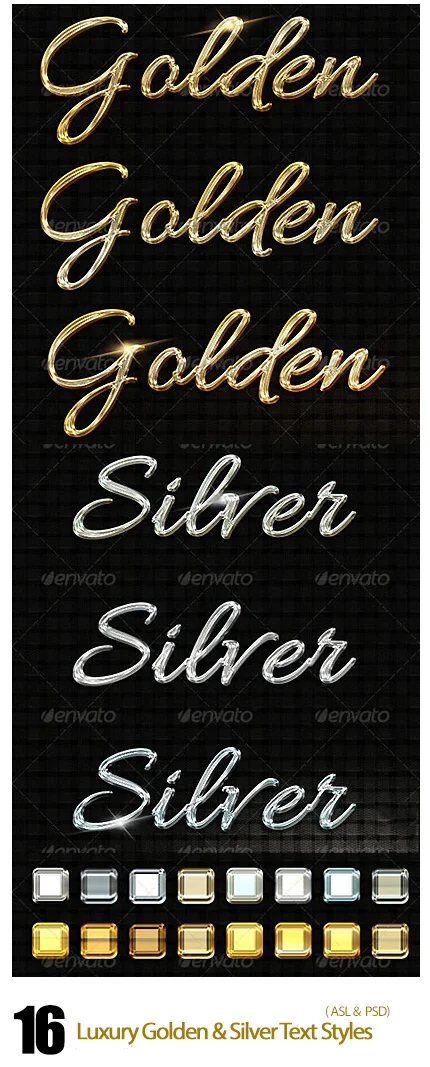 16 Luxury Golden Silver Text Styles