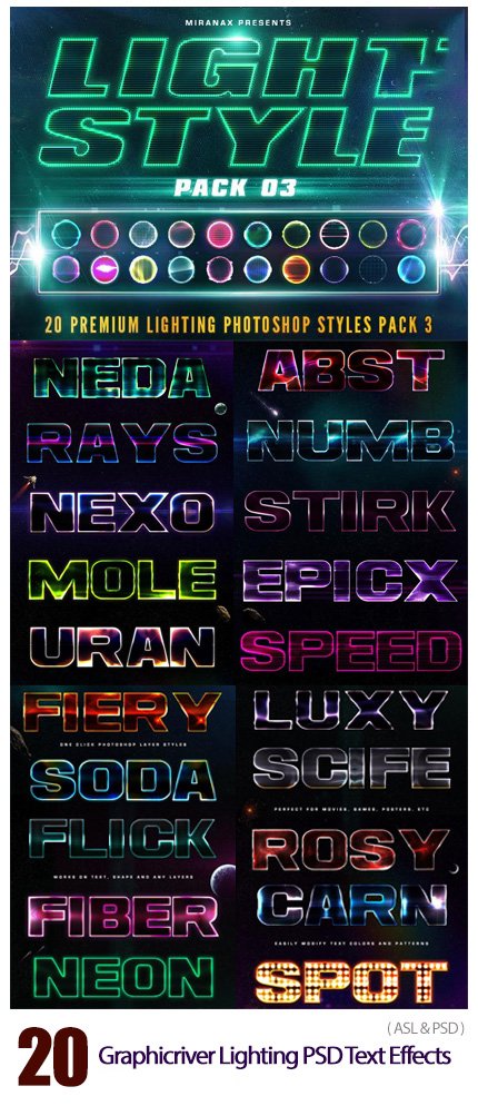 20 Lighting PSD Text Effects 2015