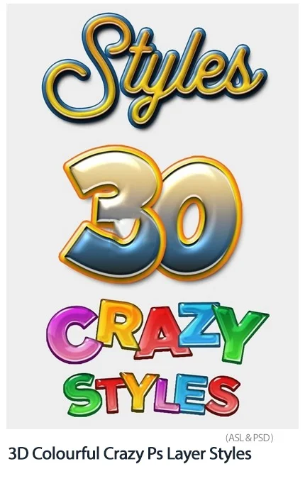 3D Colourful Crazy Photoshop Layer Styles