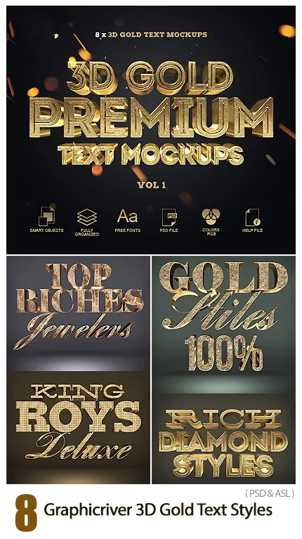 3D Gold Text Styles