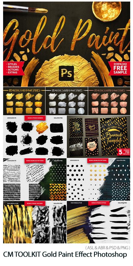 CM TOOLKIT Gold Paint Effect Photoshop