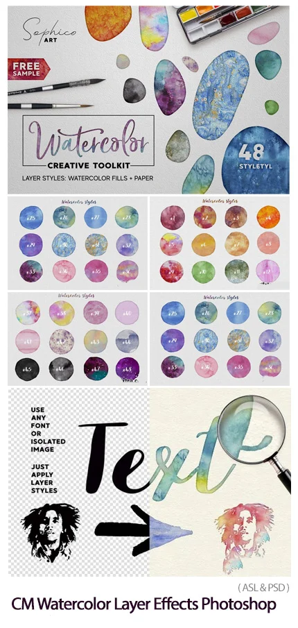 CreativeMarket Watercolor Layer Effects Photoshop