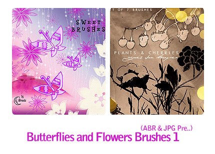 Butterflies And Flowers Brushes 01
