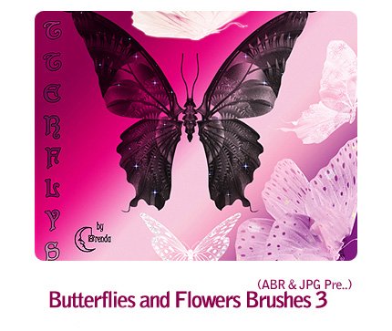 Butterflies And Flowers Brushes 03