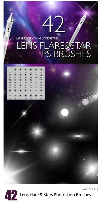 CM Lens Flare And Stars Photoshop Brushes