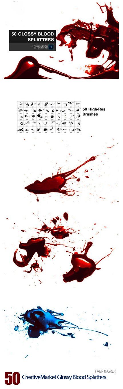 CreativeMarket 50 Glossy Blood Splatters
