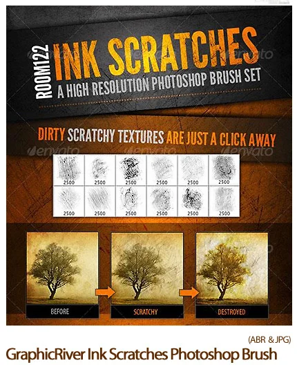 GraphicRiver Ink Scratches Photoshop Brush Set