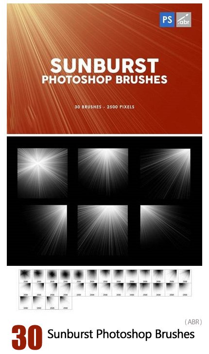 30 Sunburst Photoshop Stamp Brushes