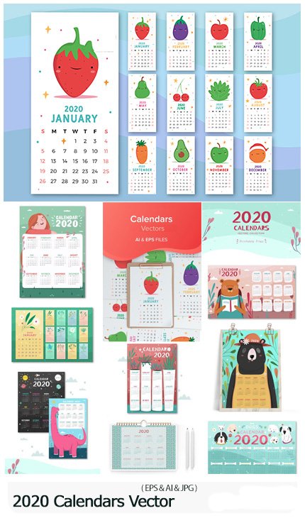 2020 Calendars Vector Collection