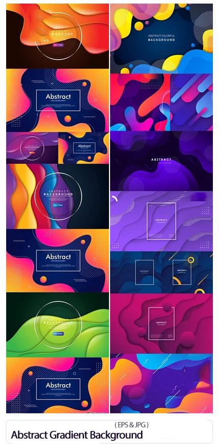 Abstract Gradient Wave Background With Colorful Shapes