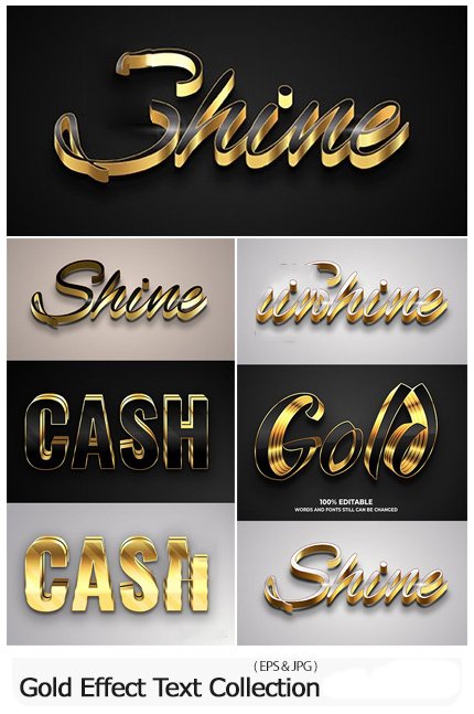 Editable Font Gold Effect Text Collection Illustration