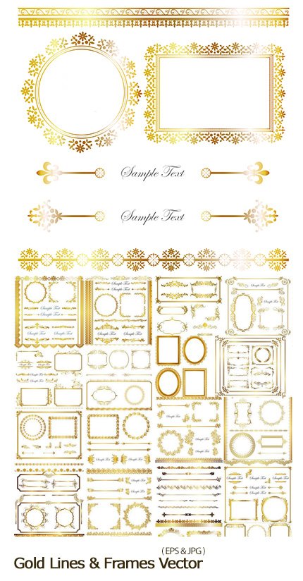 Gold Lines And Frames Vector Set