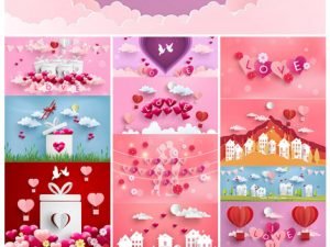 Happy Valentines Day Illustration Vector Set