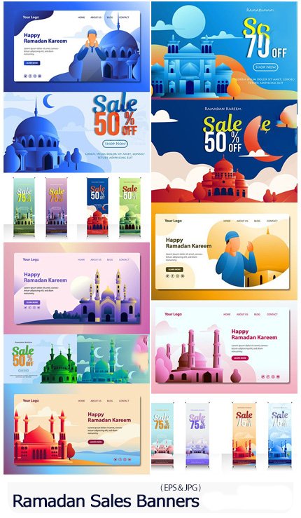 Ramadan Sales Banners And Landing Page Mosque Template