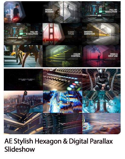 Stylish Hexagon And Digital Parallax Slideshow