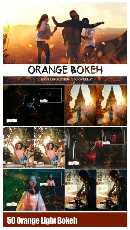50 Orange Light Overlays Bokeh