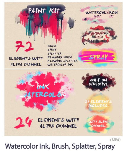 paint kit ink watercolor brush splatter and spray