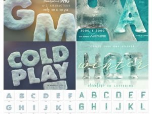 Snow And Ice 3D Lettering A-Z