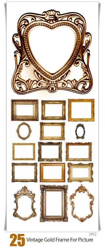 Vintage Gold Retro Blank Frame For Picture