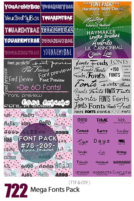 Mega 722 Fonts Pack