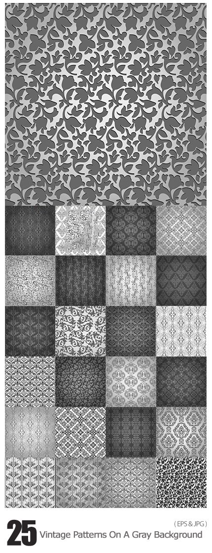 Vintage Patterns On A Gray Background