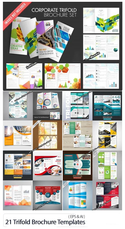 21 Professional Trifold Brochure Vector Templates Collection