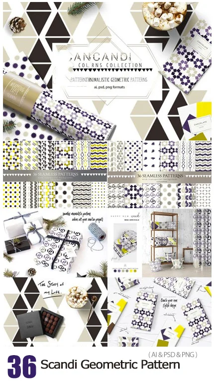36 Scandi Seamles Minimalistic Geometric Pattern Collection