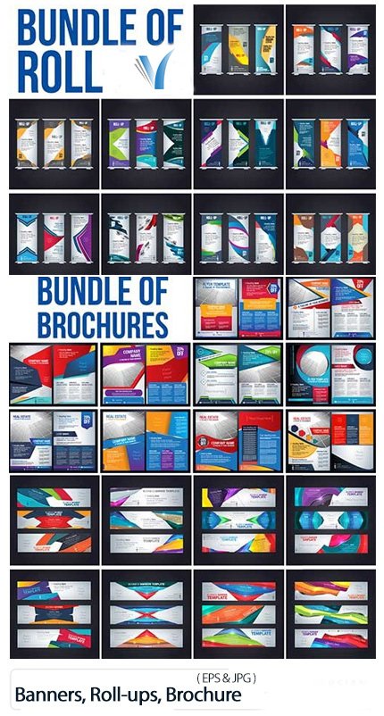 Bundle Of Banners Roll-ups Brochure Vector Templates