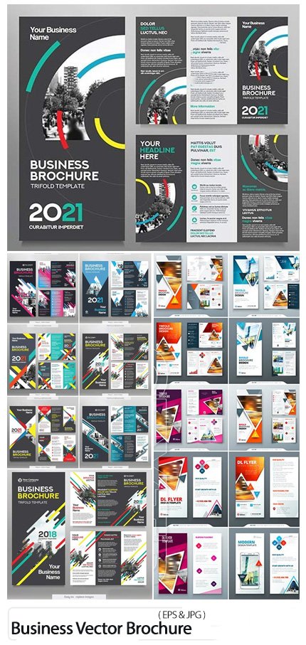 Business Vector Brochure Template In Tri-Fold Layout